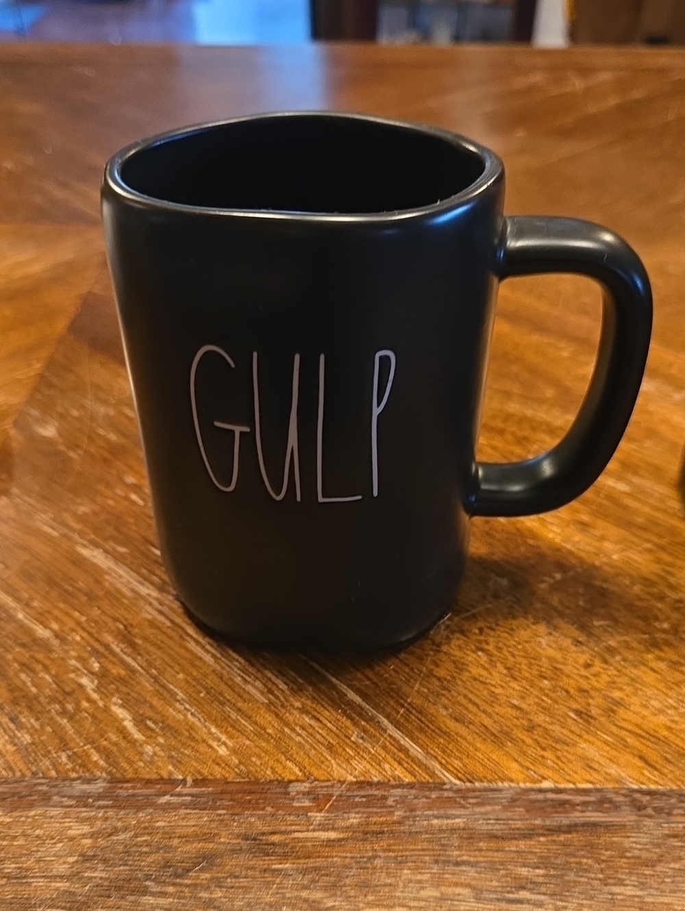 Rae Dunn Black GULP Ceramic Mug with White Lettering